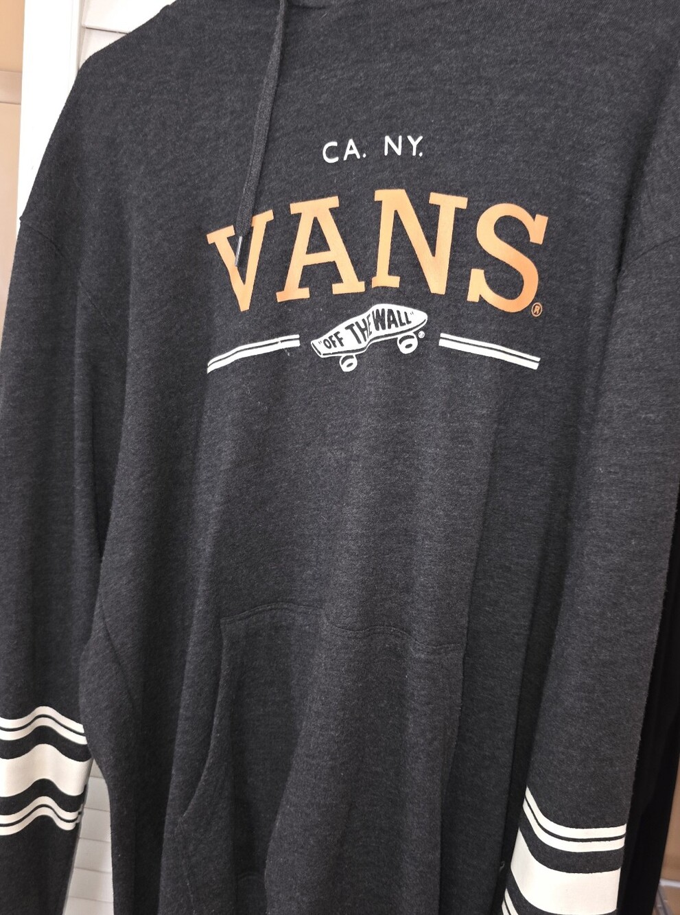 Vans Men’s Large Pullover Hoodie Charcoal Gray Varsity Logo Skate Sweatshirt
